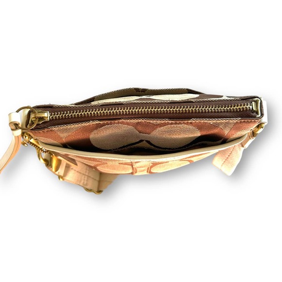 COACH Signature 40758 Crossbody Bag Canvas Leather Brown White Swingpack - Picture 8 of 14